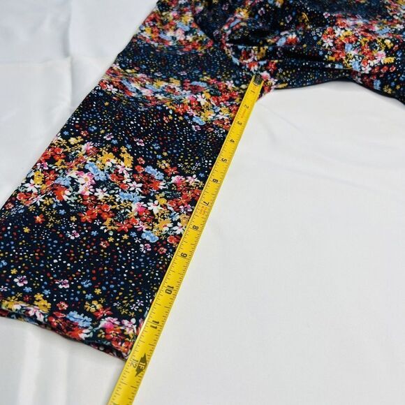 Eden & Olivia M Black Floral Flower Button Down Top Comfy Roll Up Sleeves 0767 - Picture 11 of 13